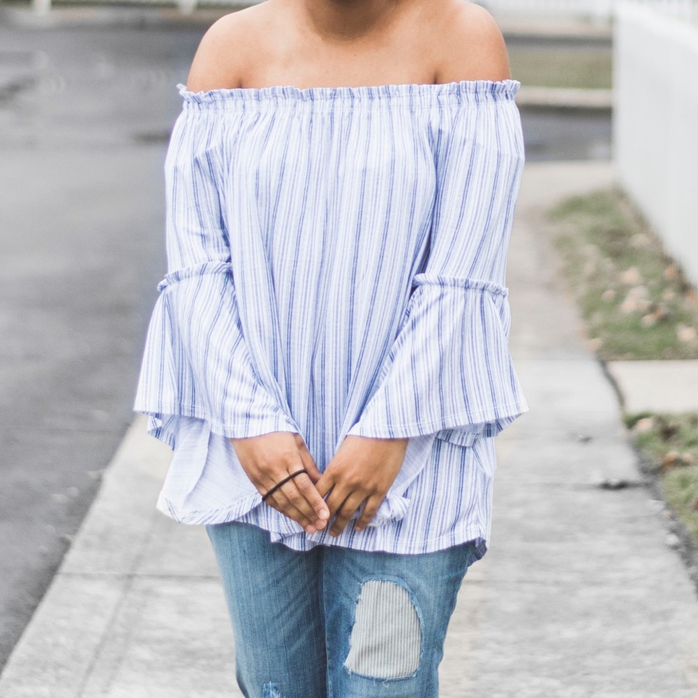 Off the shoulder stripped top